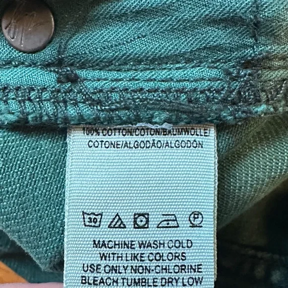 Free People Zip It Up Distressed Raw Hem Green Cotton Denim Mini Skirt Size 28/6 - Picture 6 of 8